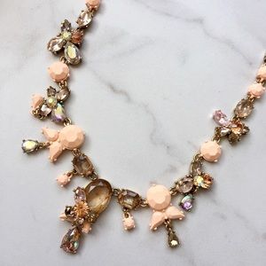 J. Crew floral pink & brown statement necklace